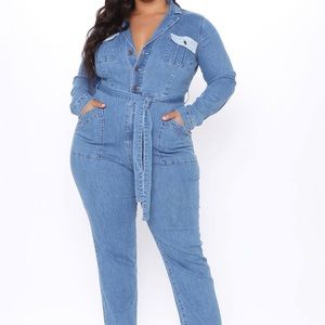 Fashion Nova jumpsuit in medium wash